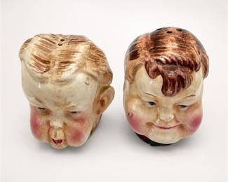 Lot 835: Japanese Figural Ceramic Salt & Pepper Shakers, Pair — current bid $6