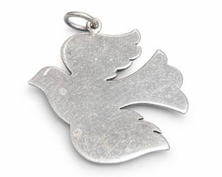 Lot 102: Sterling Silver-Tone Descending Dove Charm Pendant — current bid $5