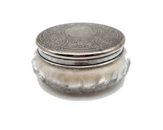 Lot 0479: Cut Glass Powder Jar with Sterling Silver Lid (photo 2)