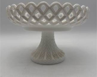 Lot 0301: American Milk Glass Open Lace-Edge Compote, Doric Style (photo 6)