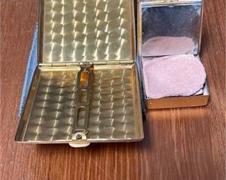 Lot 273: Gilt Metal, Enamel & Green Hardstone Cigarette Case Set (photo 4)