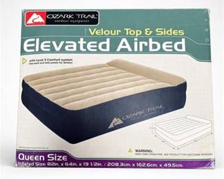 Lot 36: Ozark Trail Queen Elevated Velour Airbed, New in Box — current bid $11