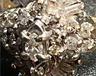 Lot 826: 14K Gold Marquise Cluster Authentic Diamond Cocktail Ring (photo 3)