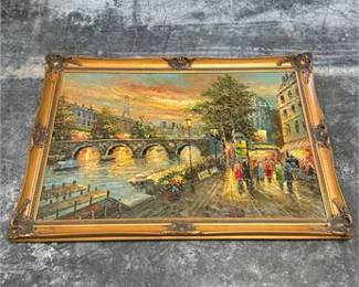 Lot 918A: Oil on Canvas Parisian Street Scene, Signed "K. Frank" (photo 4)