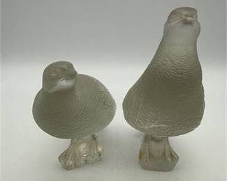 Lot 0239: Frosted Glass Partridge Figures, Perdrix Style, Pair (photo 2)