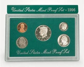 Lot 830: 1996-S United States Mint Clad Proof Set, 5 Coins — current bid $9