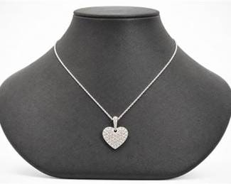 Lot 494: Swarovski Crystal Pavé Heart Pendant Necklace — current bid $8