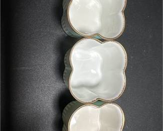 Lot 0441: Coalport Celadon Porcelain Quatrefoil Nut Cups, Set of 3 (photo 5)