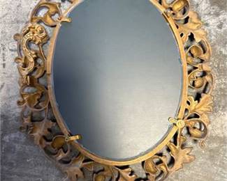 Lot 19: Gilt Cast-Metal Rococo Revival Oval Wall Mirror (photo 3)