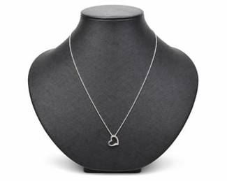Lot 496: Helzberg Rhodium-Plated Sterling Silver Heart Necklace — current bid $5