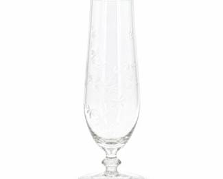 Lot 0821: Etched Glass Footed Bud Vase, Floral Motif — current bid $5