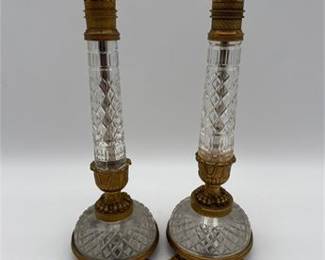 Lot 0499: Pair French Empire Cut Crystal & Ormolu Candlesticks (photo 2)