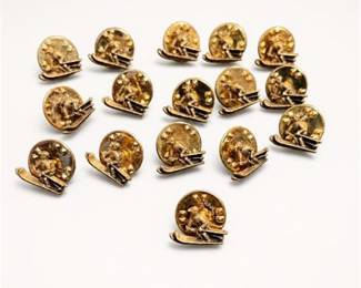 Lot 969: L.G. Balfour 10K Gold-Filled Skier Lapel Pins, Group — current bid $6