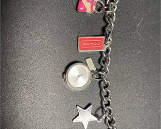 Lot 958: Coach Stainless Steel Charm Bracelet Wristwatch (photo 4)