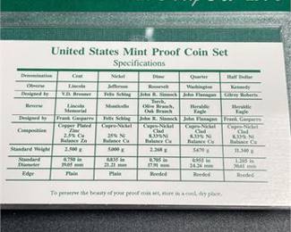 Lot 828: 1998-S U.S. Mint Clad Proof Set, Five Coins (photo 3)