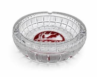 Lot 0536A: Bohemian Ruby-Flashed Cut-to-Clear Lead Crystal Ashtray — current bid $5