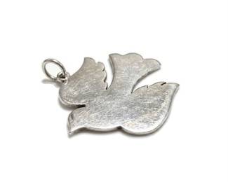 Lot 102: Sterling Silver-Tone Descending Dove Charm Pendant (photo 2)