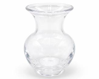 Lot 0844: Clear Glass Flared-Rim Bud Vase, Unmarked — current bid $5