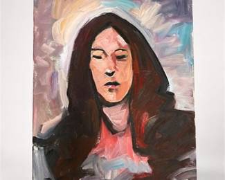 Lot 940: Jose Trujillo Oil on Canvas, Portrait of a Woman, 2019 — current bid $5