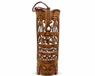 Lot 0527A: Hand-Carved Reticulated Hardwood Wall Plaque — current bid $5