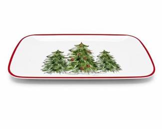 Lot 0383: Melamine Serving Tray, Pine & Pinecone Motif, 13.5"W — current bid $5