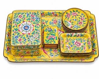 Lot 0422: Chinese Canton Enamel Copper Smoking Set, 20th C. — current bid $7