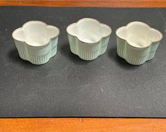 Lot 0441: Coalport Celadon Porcelain Quatrefoil Nut Cups, Set of 3 (photo 2)