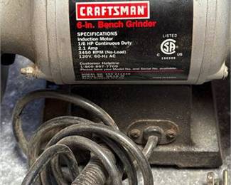 Lot 37: Craftsman 6-In. Bench Grinder with Work Light (photo 2)