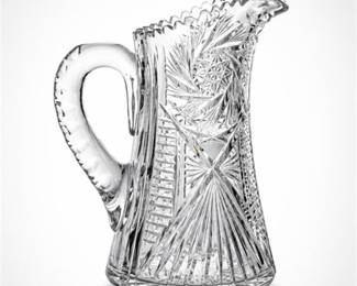 Lot 0220: American Brilliant Style Cut Glass Pinwheel Pitcher — current bid $5
