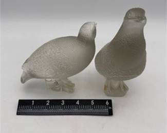 Lot 0239: Frosted Glass Partridge Figures, Perdrix Style, Pair (photo 3)