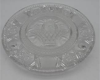 Lot 0938: Pressed Glass Footed Plate, Flower Basket Pattern (photo 4)