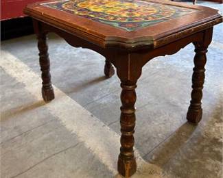 Lot 0231: Spanish Revival Polychrome Tile-Top Side Table (photo 2)
