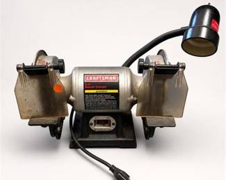Lot 37: Craftsman 6-In. Bench Grinder with Work Light — current bid $23