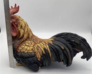 Lot 832: Hand-Painted Cast Resin Standing Rooster Figure (photo 4)