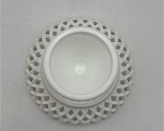 Lot 0301: American Milk Glass Open Lace-Edge Compote, Doric Style (photo 3)