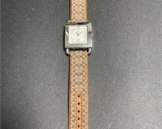 Lot 955: Coach Women's Square Stainless Steel Watch with Canvas Strap (photo 3)