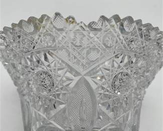 Lot 0024: Cut Glass Bowl, Hobstars & Sawtooth Rim, Unmarked (photo 6)