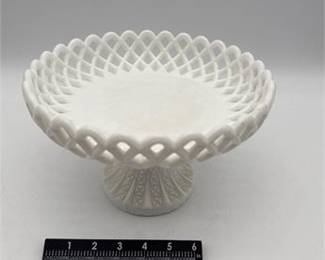 Lot 0301: American Milk Glass Open Lace-Edge Compote, Doric Style (photo 4)