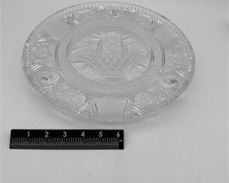 Lot 0938: Pressed Glass Footed Plate, Flower Basket Pattern (photo 2)