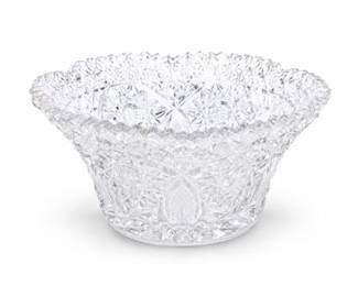 Lot 0024: Cut Glass Bowl, Hobstars & Sawtooth Rim, Unmarked — current bid $5