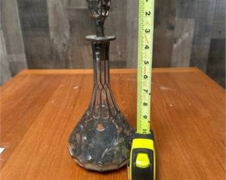 Lot 287: Art Nouveau Silver Overlay Cut-Glass Decanter (photo 6)