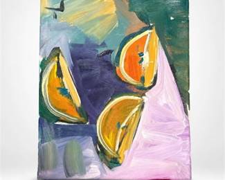 Lot 928: Jose Trujillo Oil on Canvas, "Orange Slices," 2019 — current bid $5