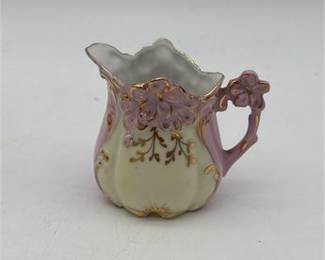 Lot 0319: Miniature Porcelain Doll's Tea Set, Pink & Gilt, 10 Pcs (photo 7)