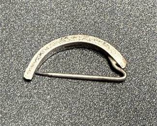Lot 85: Sterling Silver Crescent Brooch, Channel-Set Stones (photo 3)
