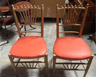 Lot 0159: Pair of Giltwood Faux-Bamboo Side Chairs (photo 6)