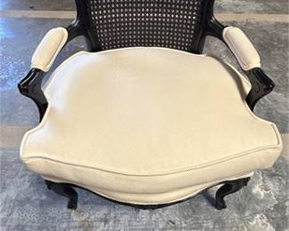 Lot 0550: Louis XV Style Ebonized Caned Fauteuil Armchair (photo 6)