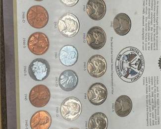 Lot 850: Framed WWII "Wartime Coinage" U.S. Coin Display Set (photo 3)