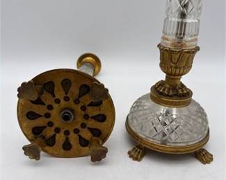 Lot 0499: Pair French Empire Cut Crystal & Ormolu Candlesticks (photo 4)