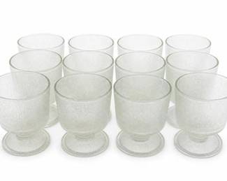 Lot 489: Set of Twelve Pressed Glass Textured Footed Goblets — current bid $5