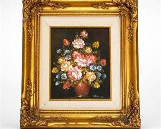 Lot 784: Floral Still Life Oil on Canvas, Signed "Robert Cox" — current bid $19